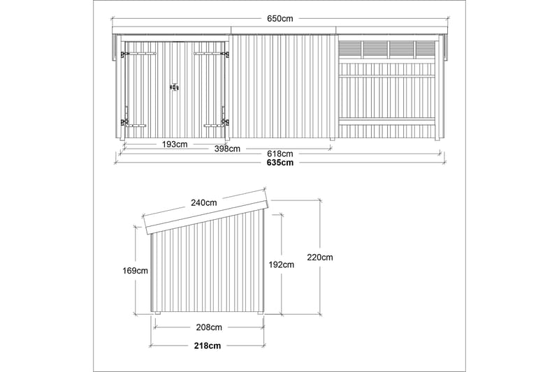 PLUS Nordic Multi Trädgårdshus 14 m² - 3 Moduler med Dubbeld - Grå - Trädgård & spabad - Uterum & fritidshus - Stugor