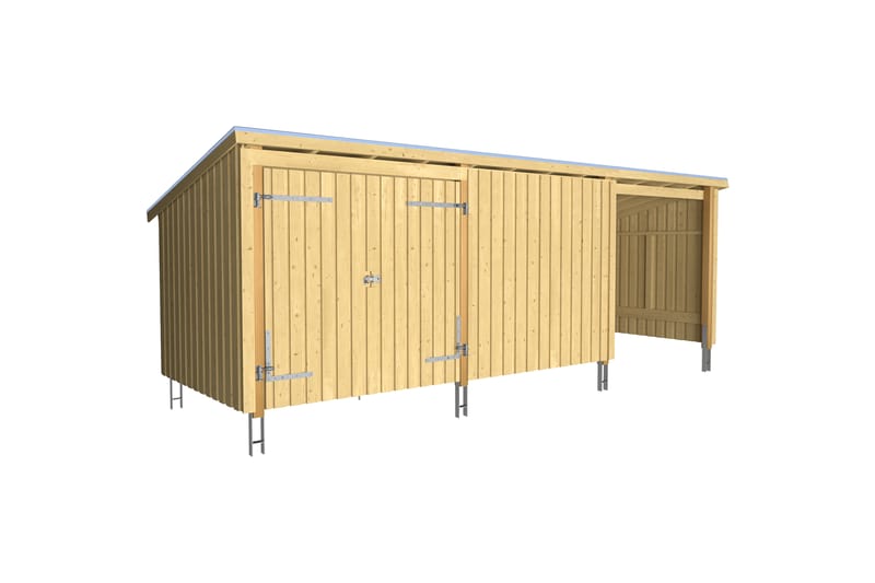 PLUS Nordic Multi Trädgårdshus 14 m² - 3 Moduler med Dubbeld - Grå - Trädgård & spabad - Uterum & fritidshus - Stugor