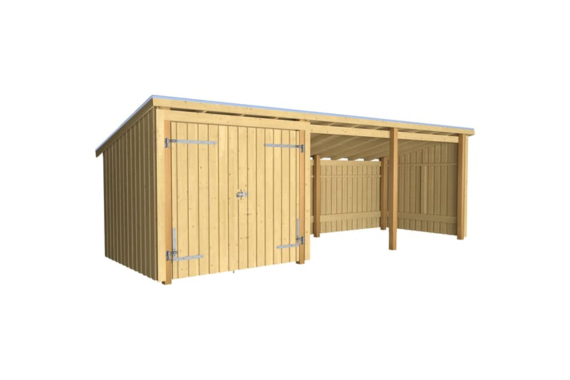 PLUS Nordic Multi Trädgårdshus 14 m² - 3 Moduler med Dubbeld - Grå - Trädgård & spabad - Uterum & fritidshus - Stugor