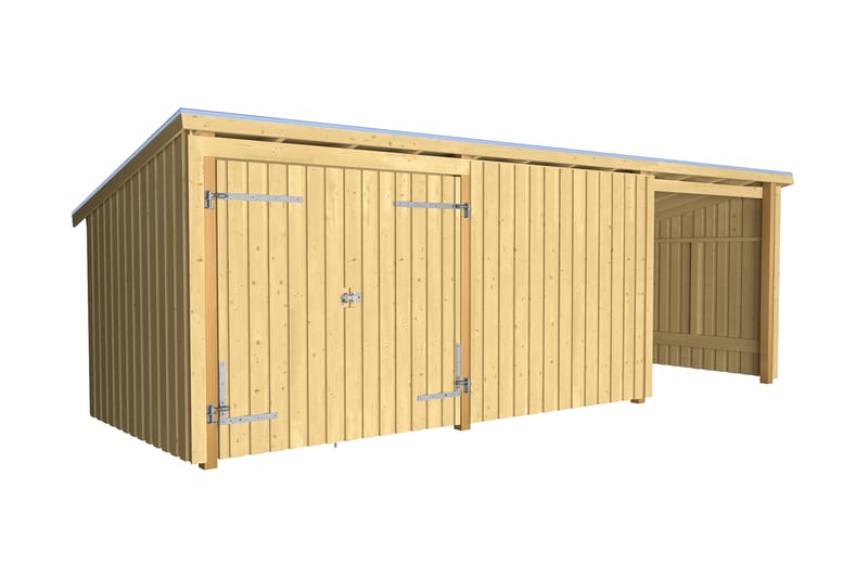 PLUS Nordic Multi Trädgårdshus 14 m² - 3 Moduler med Dubbeld - Grå - Trädgård & spabad - Uterum & fritidshus - Stugor