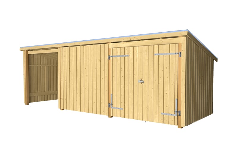 PLUS Nordic Multi Trädgårdshus 14 m² - 3 Moduler med Dubbeld - Grå - Trädgård & spabad - Uterum & fritidshus - Stugor