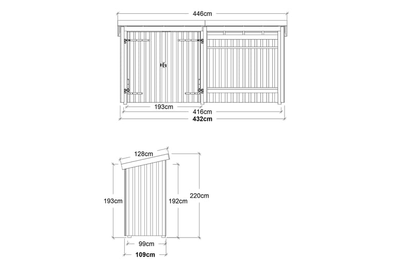 PLUS Nordic Multi Trädgårdshus 4,7 m² - 2 Moduler med Dubbel - Grå - Friggebod