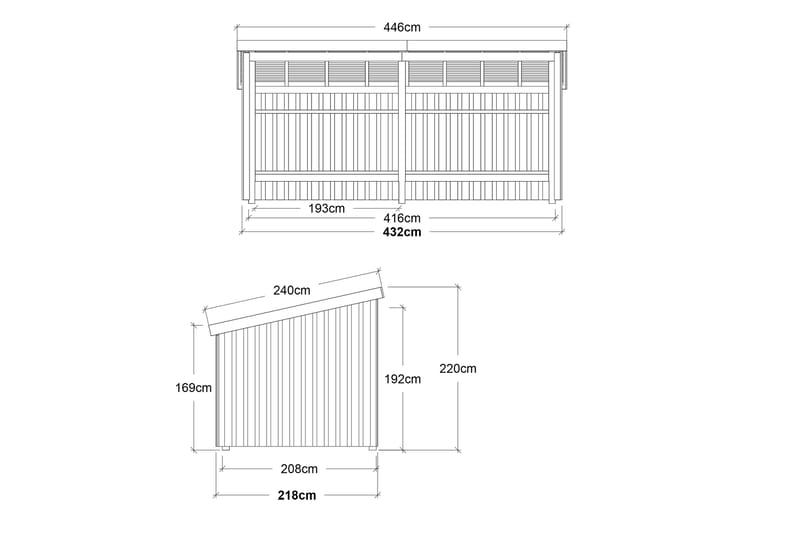 PLUS Nordic Multi Trädgårdshus 9,5 m² - 2 Moduler Öppen - Grå - Friggebod