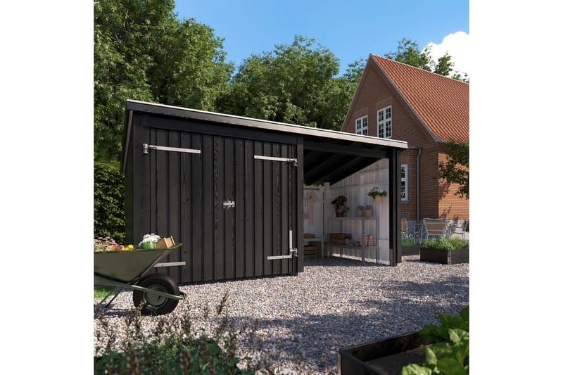 PLUS Nordic Multi Trädgårdshus 9,5 m² - 2 Moduler med Dubbel - Grå - Friggebod