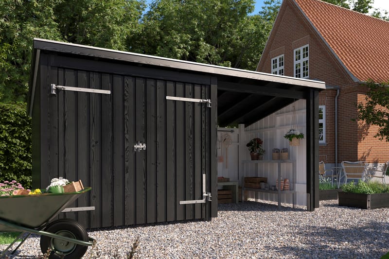 PLUS Nordic Multi Trädgårdshus 9,5 m² - 2 Moduler med Dubbel - Grå - Friggebod