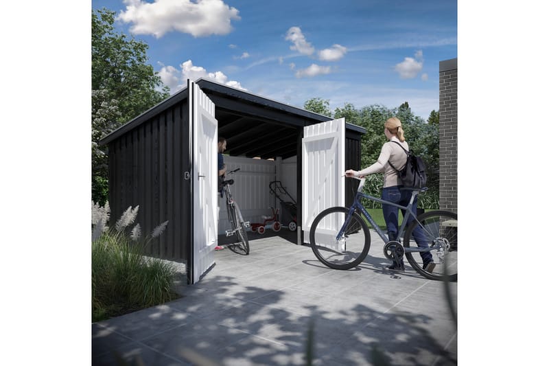 PLUS Nordic Multi Trädgårdshus 9,5 m² - 2 Moduler med Dubbel - Grå - Friggebod