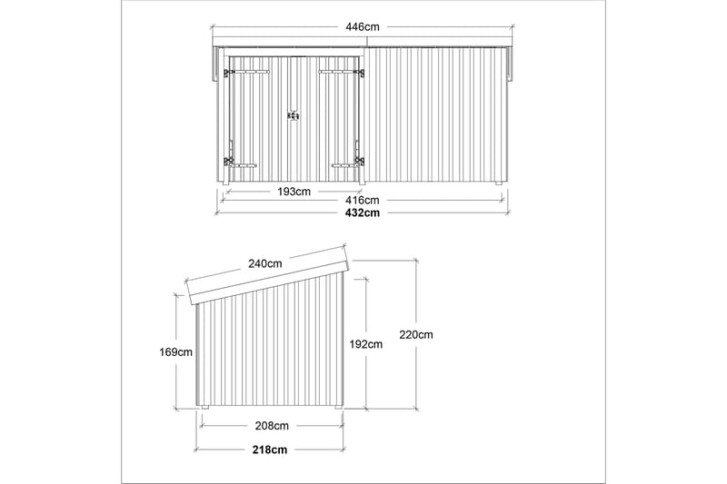 PLUS Nordic Multi Trädgårdshus 9,5 m² - 2 Moduler med Dubbel - Grå - Friggebod