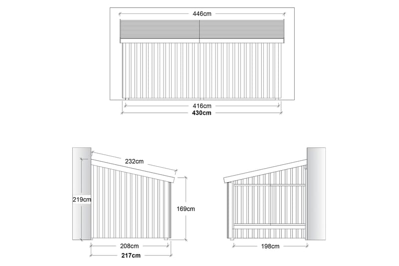 PLUS Nordic Multi Trädgårdshus Väggmodell 9,5 m² - Öppen - Grå - Trädgård & spabad - Uterum & fritidshus - Stugor