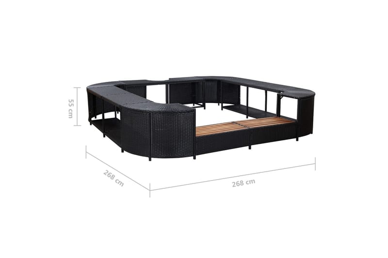 Fyrkantig poolkant svart 268x268x55 cm konstrotting - Svart - Trädgård & spabad - Utomhusbad - Badtunna - Badtunna byggsats