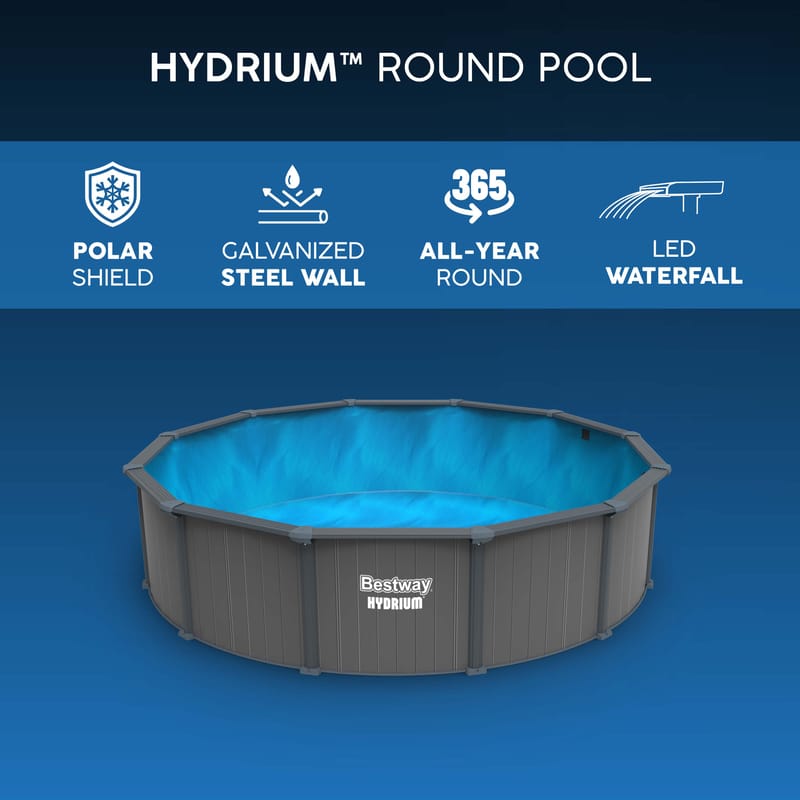 Bestway Hydrium pool ovan mark Ø7,32 m – 132 cm djup | Stålpool (561RP) - Trädgård & spabad - Utomhusbad - Pool - Pool ovan mark
