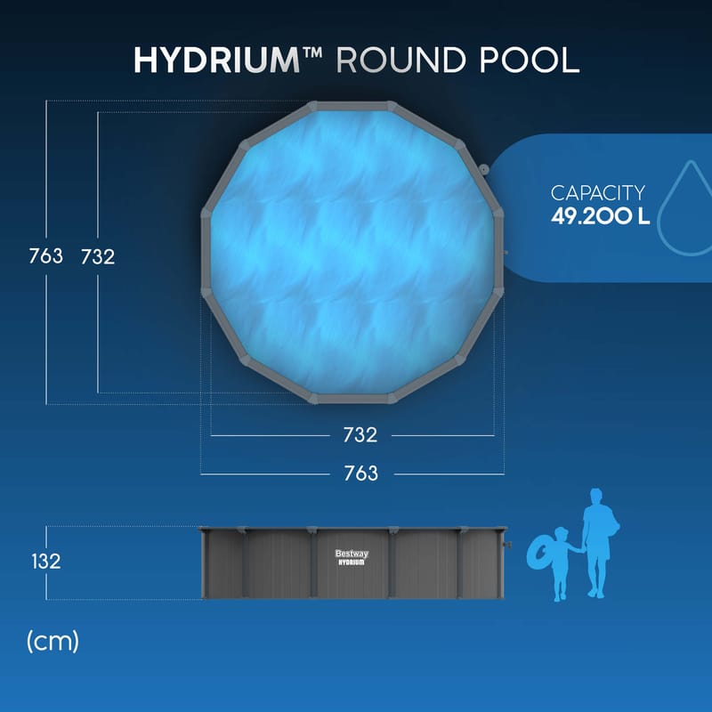 Bestway Hydrium pool ovan mark Ø7,32 m – 132 cm djup | Stålpool (561RP) - Trädgård & spabad - Utomhusbad - Pool - Pool ovan mark