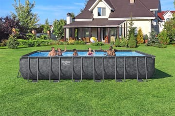 Bestway pool ovan mark 7,32 x 3,66 m – 132 cm djup | APX 365™ Rektangulär Stålpool Set (561KG) - Mörkgrå - Trädgård & spabad - Utomhusbad - Pool - Pool ovan mark