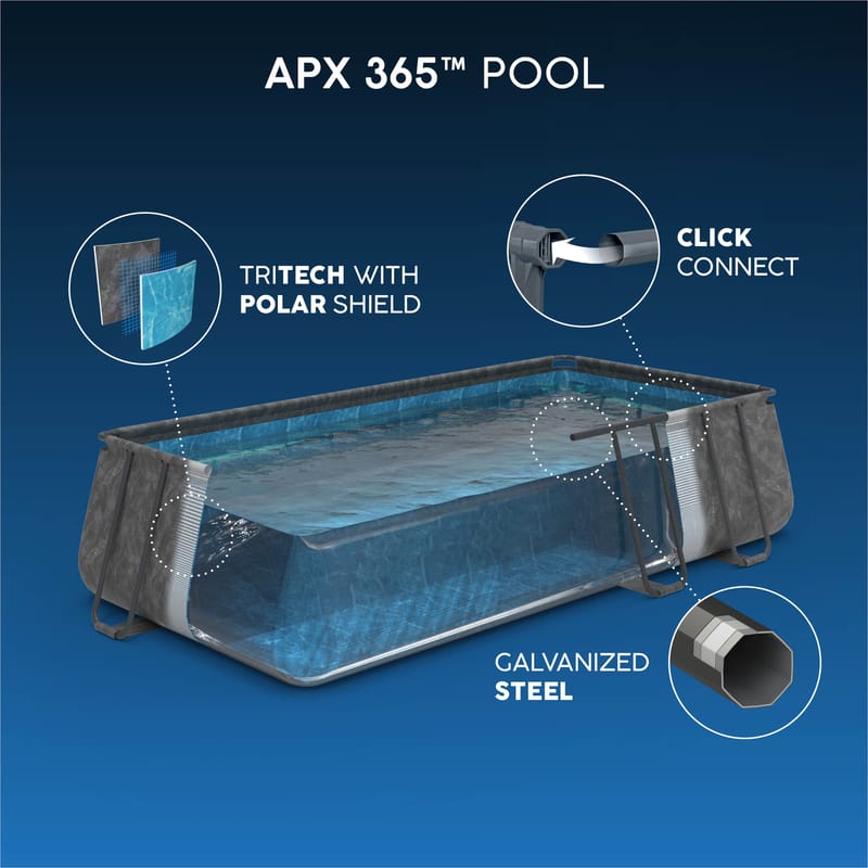 Bestway pool ovan mark 9,56x4,88m – 132cm djup | APX 365™ Rektangulär Stålpool (561KJ) - Trädgård & spabad - Utomhusbad - Pool - Pool ovan mark
