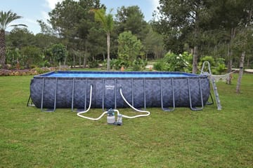 Bestway pool ovan mark 7,32 x 3,66 m – 132 cm djup | APX 365™ Rektangulär Stålpool Set (561KG) - Mörkgrå - Trädgård & spabad - Utomhusbad - Pool - Pool ovan mark