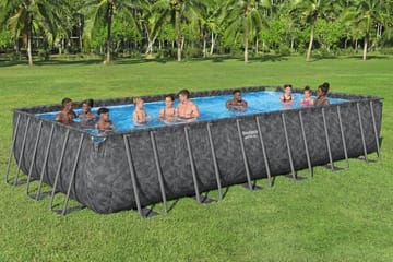 Bestway pool ovan mark 7,32 x 3,66 m – 132 cm djup | APX 365™ Rektangulär Stålpool Set (561KG) - Mörkgrå - Trädgård & spabad - Utomhusbad - Pool - Pool ovan mark