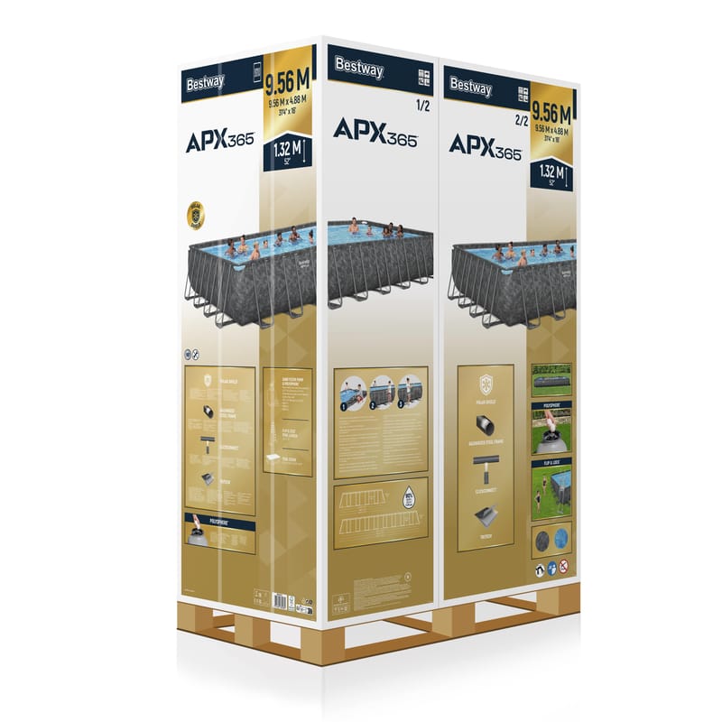 Bestway pool ovan mark 9,56x4,88m – 132cm djup | APX 365™ Rektangulär Stålpool (561KJ) - Trädgård & spabad - Utomhusbad - Pool - Pool ovan mark