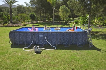 Bestway pool ovan mark 7,32 x 3,66 m – 132 cm djup | APX 365™ Rektangulär Stålpool Set (561KG) - Mörkgrå - Trädgård & spabad - Utomhusbad - Pool - Pool ovan mark