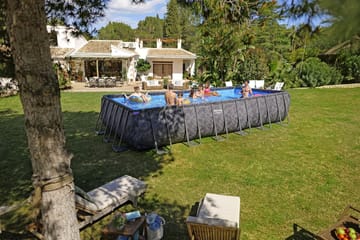 Bestway pool ovan mark 7,32 x 3,66 m – 132 cm djup | APX 365™ Rektangulär Stålpool Set (561KG) - Mörkgrå - Trädgård & spabad - Utomhusbad - Pool - Pool ovan mark