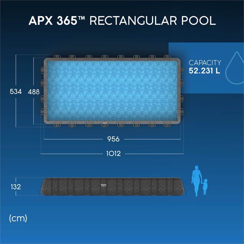 Bestway pool ovan mark 9,56x4,88m – 132cm djup | APX 365™ Rektangulär Stålpool (561KJ) - Trädgård & spabad - Utomhusbad - Pool - Pool ovan mark