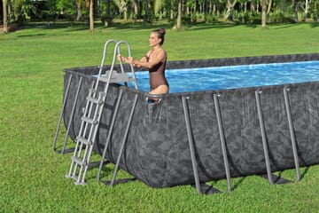 Bestway pool ovan mark 7,32 x 3,66 m – 132 cm djup | APX 365™ Rektangulär Stålpool Set (561KG) - Mörkgrå - Trädgård & spabad - Utomhusbad - Pool - Pool ovan mark