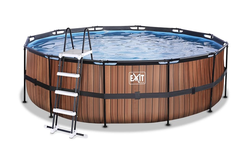Exit Pool 122x450 cm Rund - Brun - Glasfiberpool - Pool ovan mark