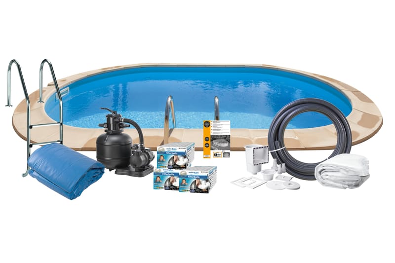 Pool Stål Swim & Fun Nedgrävd Oval 800 x 400 x 150 cm - 800 x 400 x 150 cm - Trädgård & spabad - Utomhusbad - Pool - Nedgrävd pool