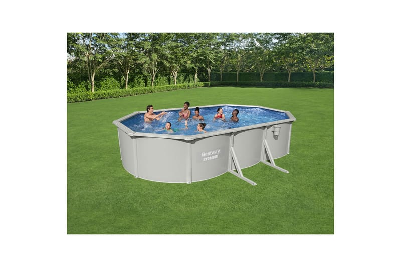 Bestway Hydrium Stålväggspool Oval 6,1x3,6m - Grå - Trädgård & spabad - Utomhusbad - Pool - Pool ovan mark