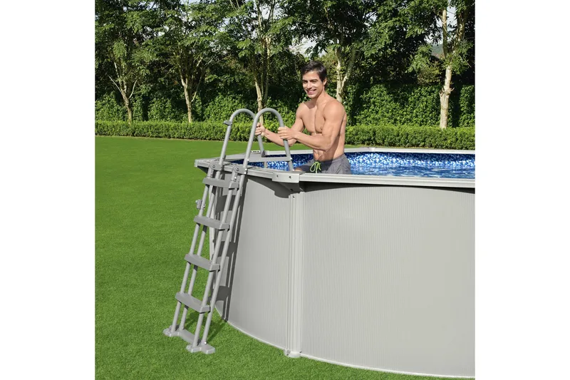 Bestway Hydrium Stålväggspool Rund 3,66m - Grå - Trädgård & spabad - Utomhusbad - Pool - Pool ovan mark