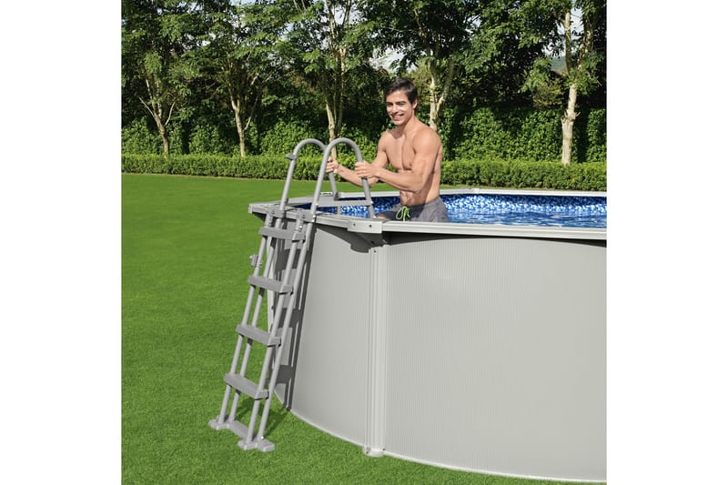 Bestway Hydrium Stålväggspool Rund 3,66m - Grå - Trädgård & spabad - Utomhusbad - Pool - Pool ovan mark