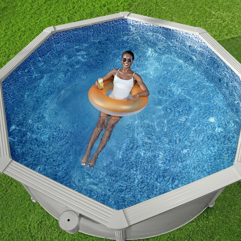 Bestway Hydrium Stålväggspool Rund 3,66m - Grå - Trädgård & spabad - Utomhusbad - Pool - Pool ovan mark