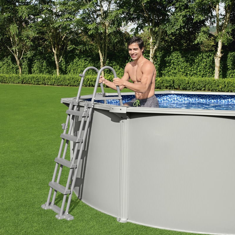 Bestway Hydrium Stålväggspool Rund 4,6m - Grå - Trädgård & spabad - Utomhusbad - Pool - Pool ovan mark