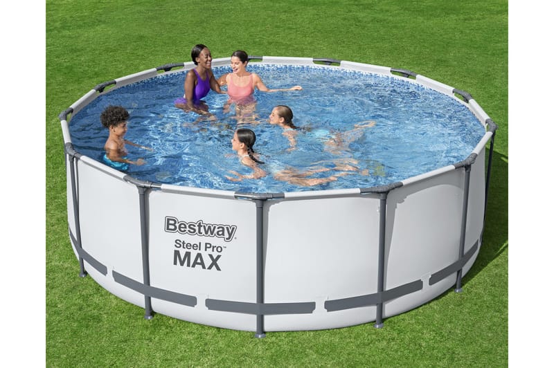 Bestway Steel Pro MAX Ovanmarkspool Rund 3,96m - Grå - Pool ovan mark