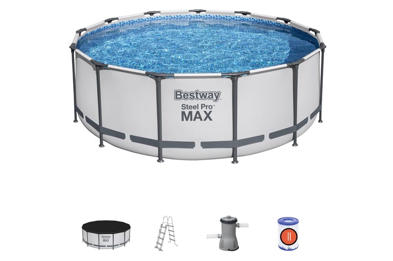 Bestway Steel Pro MAX Ovanmarkspool Rund 3,96m - Grå - Pool ovan mark