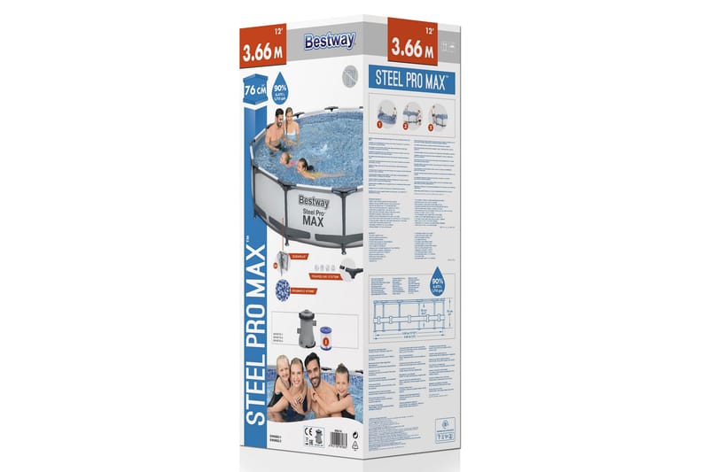 Bestway Steel Pro MAX ovanmarkpool Rund 3,66x0,76 m Grå - Bestway - Pool ovan mark