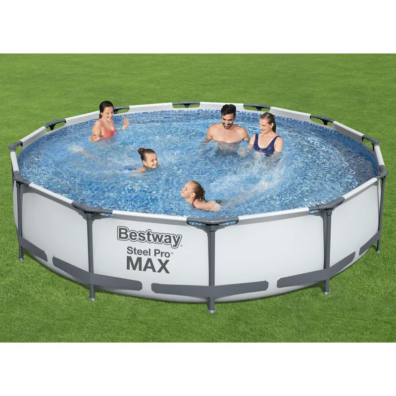 Bestway Steel Pro MAX ovanmarkpool Rund 3,66x0,76 m Grå - Bestway - Trädgård & spabad - Utomhusbad - Pool - Pool ovan mark