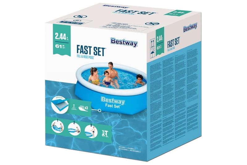 Bestway Uppblåsbar pool Fast Set rund 244x66 cm 57265 - Pool ovan mark