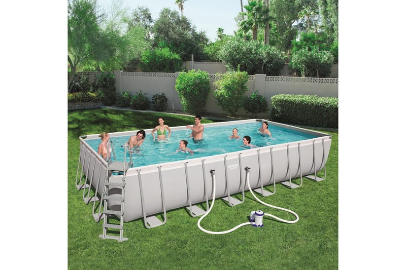 Bestway Power Steel Ovanmarkspool 7,3x3,7m - Grå - Trädgård & spabad - Utomhusbad - Pool - Pool ovan mark