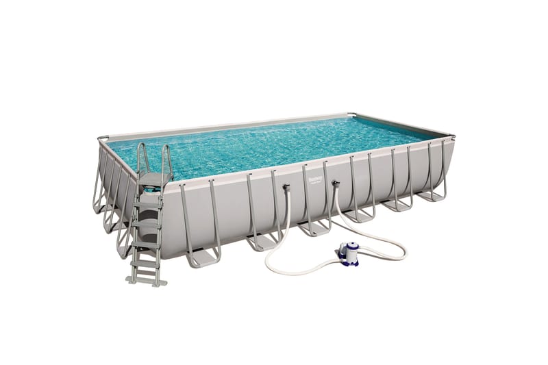 Bestway Power Steel Ovanmarkspool 7,3x3,7m - Grå - Pool ovan mark