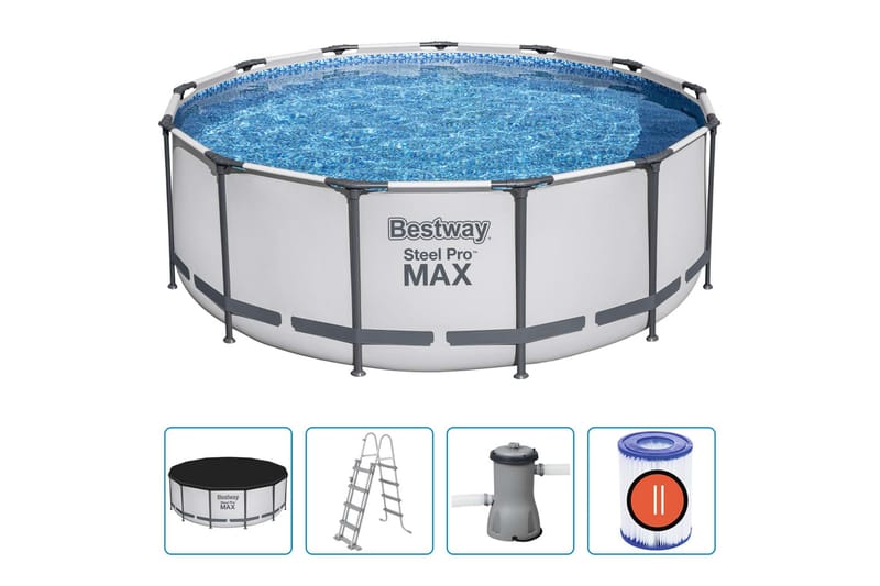 Bestway Pool Steel Pro MAX rund med tillbehör 396x122 cm - Pool ovan mark