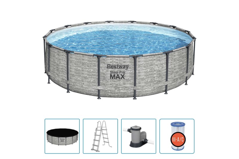 Bestway Pool Power steel rund 488x122 cm - Trädgård & spabad - Utomhusbad - Pool - Pool ovan mark