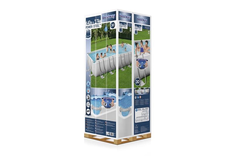 Bestway Power Steel Ovanmarkspool 6,4x2,74m - Grå - Trädgård & spabad - Utomhusbad - Pool - Pool ovan mark