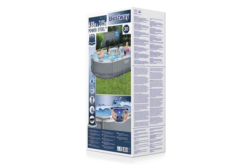 Bestway Power Steel Ovanmarkpool 4,88 x 3,05 m Grå - Bestway - Trädgård & spabad - Utomhusbad - Pool - Pool ovan mark