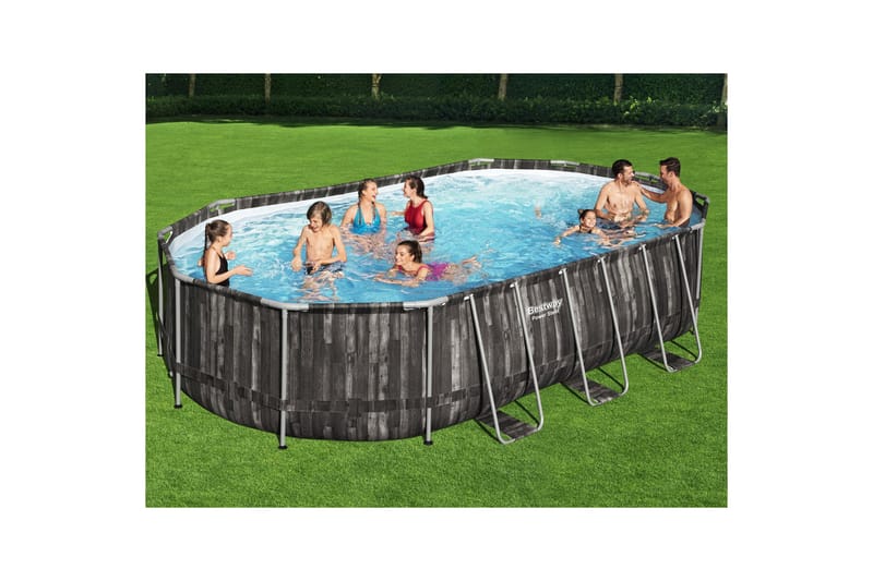 Bestway Power Steel Ovanmarkpool 6,10 x 3,66 m Grå - Bestway - Trädgård & spabad - Utomhusbad - Pool - Pool ovan mark