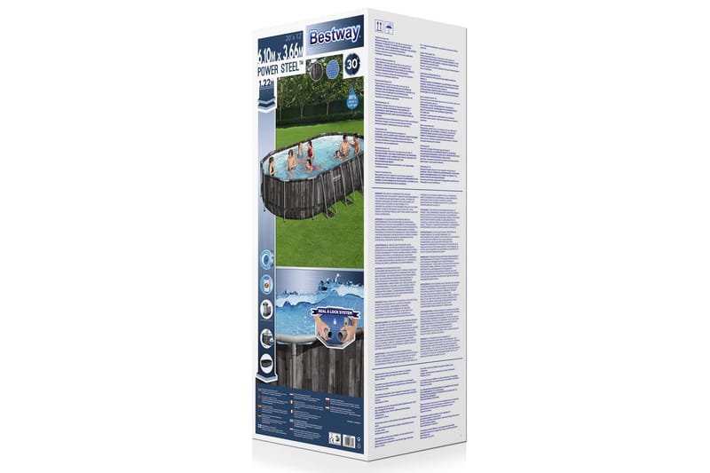 Bestway Power Steel Ovanmarkpool 6,10 x 3,66 m Grå - Bestway - Trädgård & spabad - Utomhusbad - Pool - Pool ovan mark