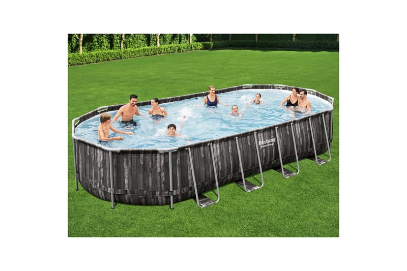 Bestway Power Steel Ovanmarkpool 7,32 x 3,66 m Grå - Bestway - Trädgård & spabad - Utomhusbad - Pool - Pool ovan mark