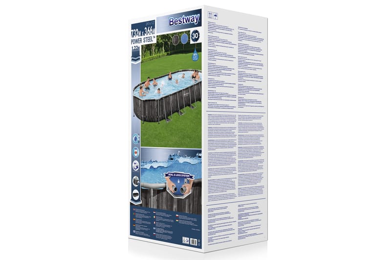 Bestway Power Steel Ovanmarkpool 7,32 x 3,66 m Grå - Bestway - Trädgård & spabad - Utomhusbad - Pool - Pool ovan mark