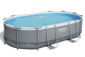 Bestway Power Steel Ovanmarkpool 4,88 x 3,05 m Grå - Bestway - Trädgård & spabad - Utomhusbad - Pool - Pool ovan mark