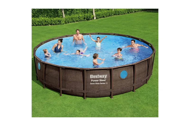 Bestway Power Steel Swim Vista II Ovanmarkpool  5,49 m Brun - Bestway - Trädgård & spabad - Utomhusbad - Pool - Pool ovan mark