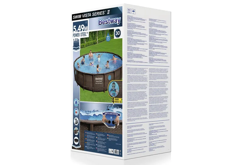 Bestway Power Steel Swim Vista II Ovanmarkpool  5,49 m Brun - Bestway - Trädgård & spabad - Utomhusbad - Pool - Pool ovan mark