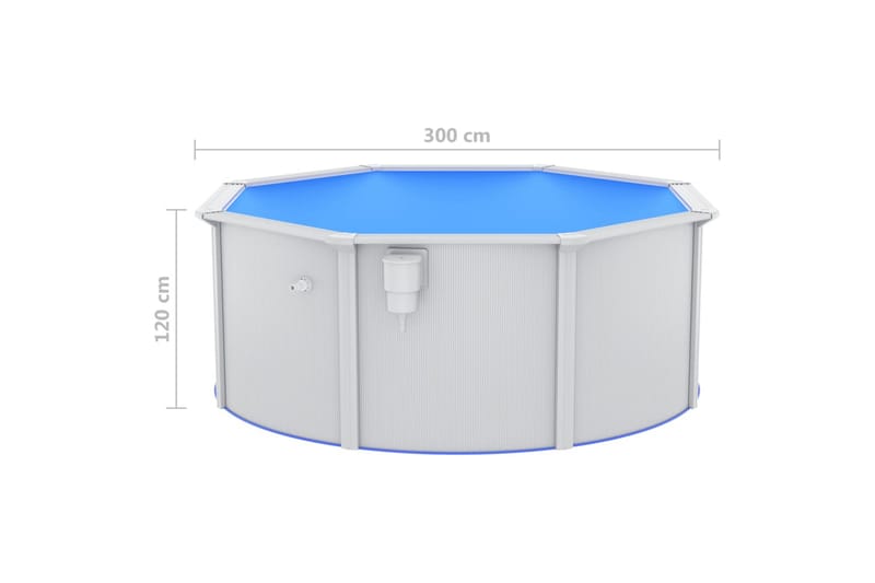 Pool med stålväggar 300x120 cm vit - Pool ovan mark